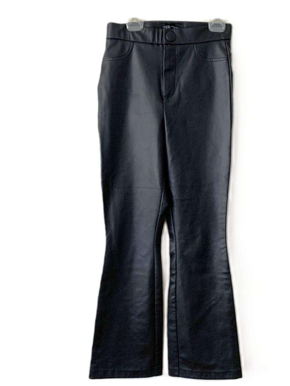 Zara Faux Leather Flare Pants – Black, Women's Size XS